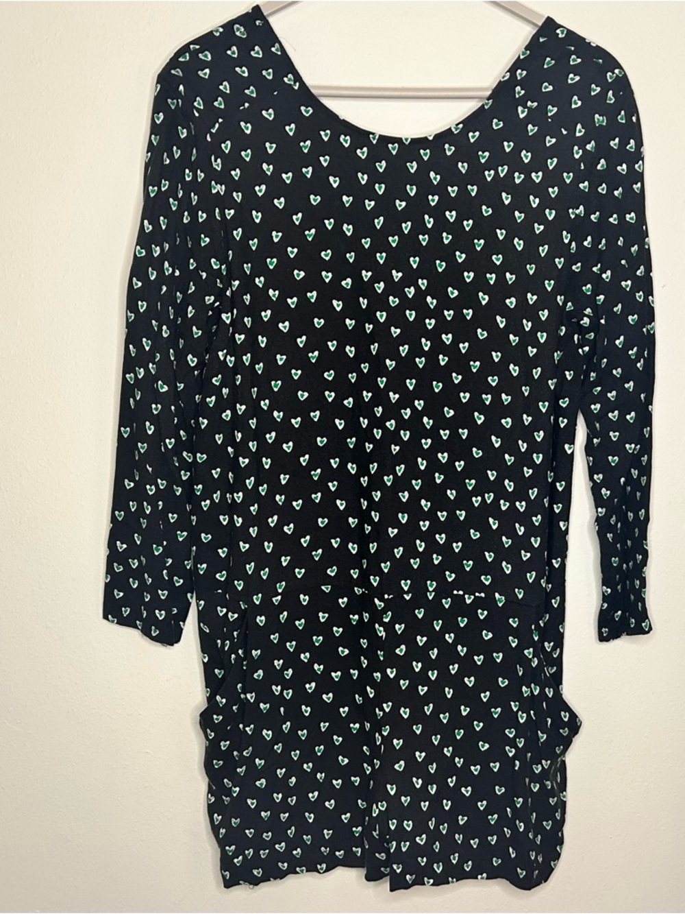 Mango Romper Size M, Black with Mint Heart Print